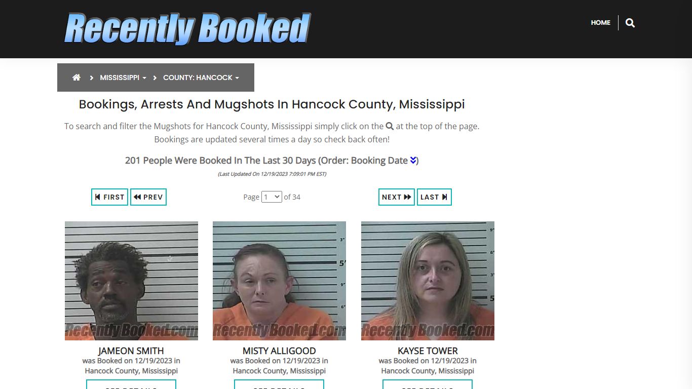 Bookings, Arrests and Mugshots in Hancock County, Mississippi